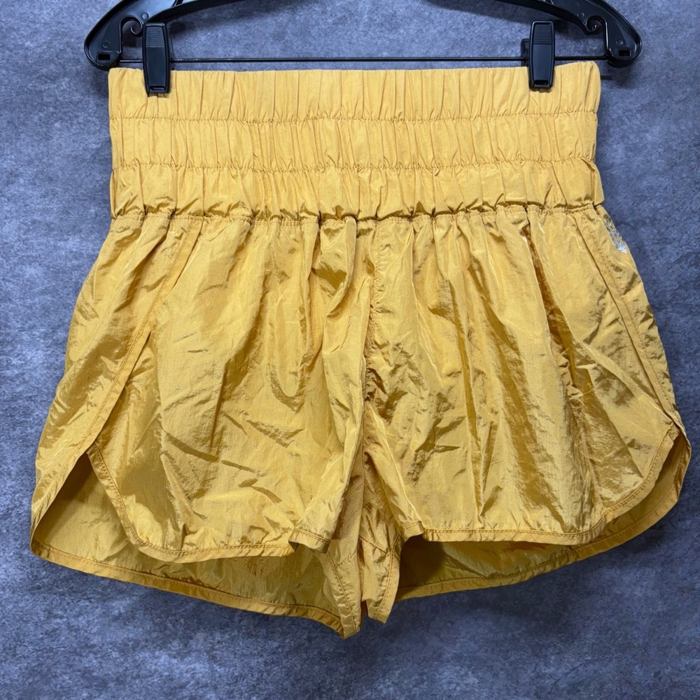 Free People Movement The Way Home Shorts Size L Yellow Athletic High Waist